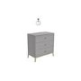 GRADE A2 - Ezra Grey Chevron Chest of 3 Drawers with Legs and Avellino Iridescent Dimpled Smoked Glass Wall Light
