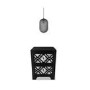 GRADE A2 - Alexis Black Mirrored Boho 2 Drawer Bedside Table with Lugo Dark Grey Textured Smoked Glass Long Pendant Light