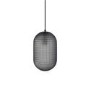 GRADE A2 - Alexis Black Mirrored Boho 2 Drawer Bedside Table with Lugo Dark Grey Textured Smoked Glass Long Pendant Light