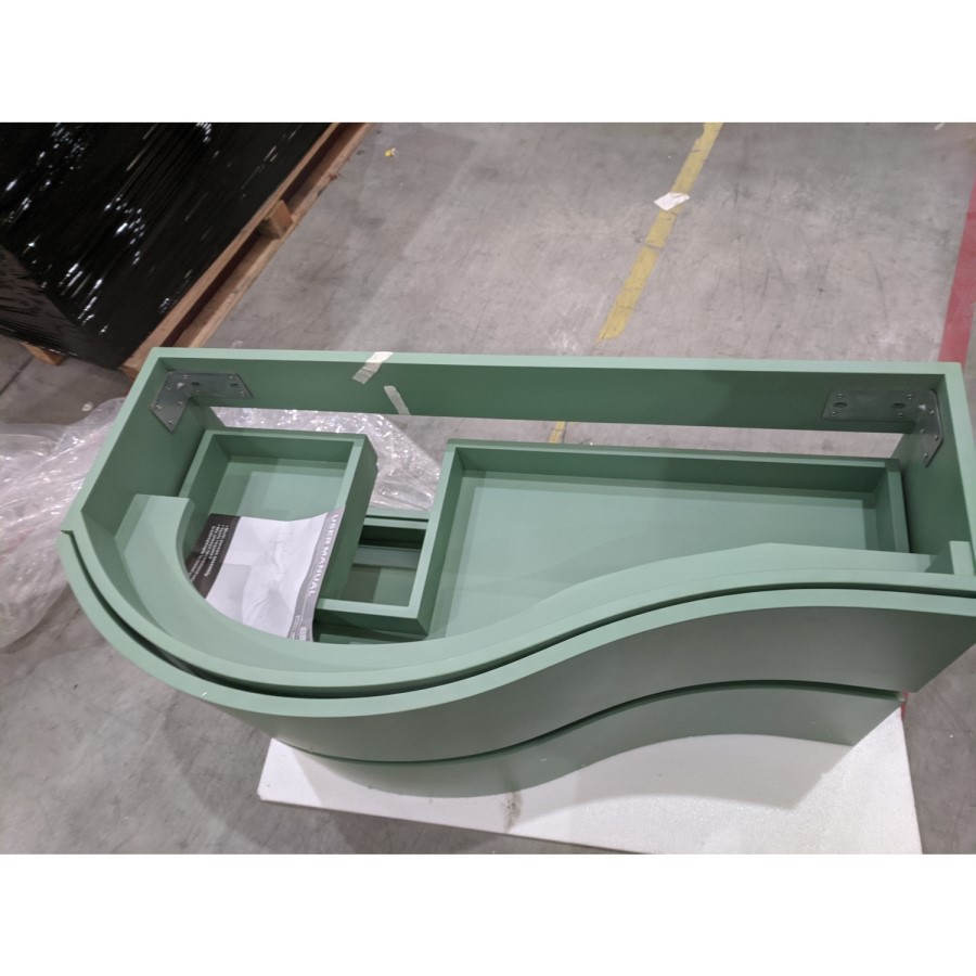Grade A2 - 1000mm Green Wall Hung Left Hand Curved Vanity Unit with Basin - Tulum