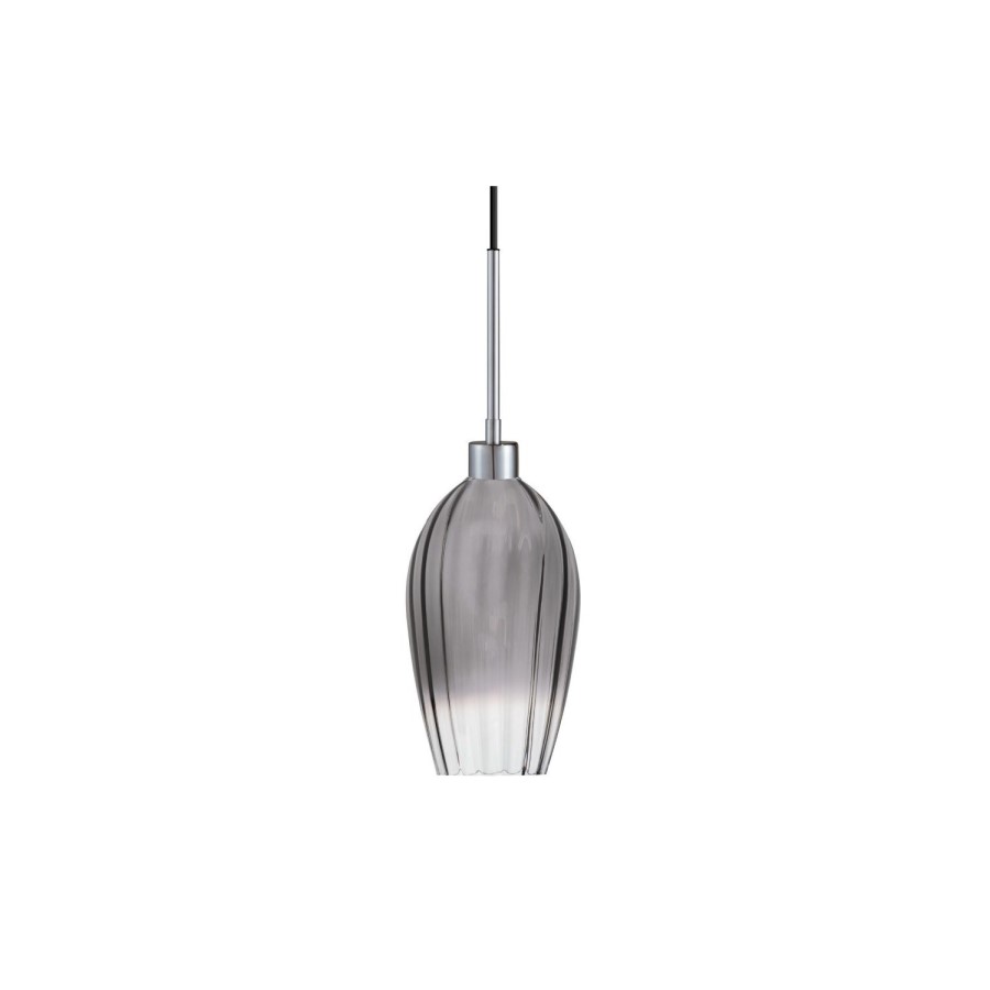 GRADE A2 - Karie Small Round Black Dining Table - Seats 4 with Bloomfield Silver Smoked Glass Cloche Pendant Light