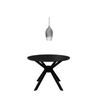 GRADE A2 - Karie Small Round Black Dining Table - Seats 4 with Bloomfield Silver Smoked Glass Cloche Pendant Light