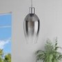 GRADE A2 - Karie Small Round Black Dining Table - Seats 4 with Bloomfield Silver Smoked Glass Cloche Pendant Light