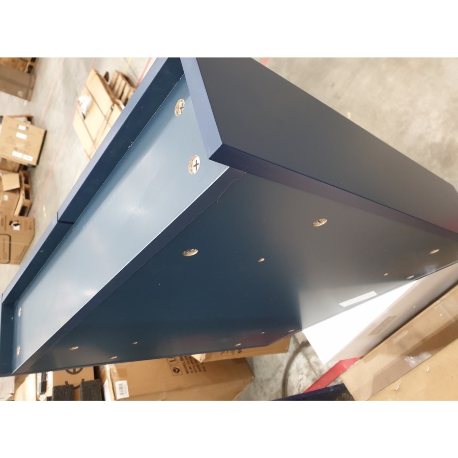 Grade A2 - Double Door Blue Wall Mounted Tall Bathroom Cabinet with Chrome Handles 350 x 1400mm - Ashford