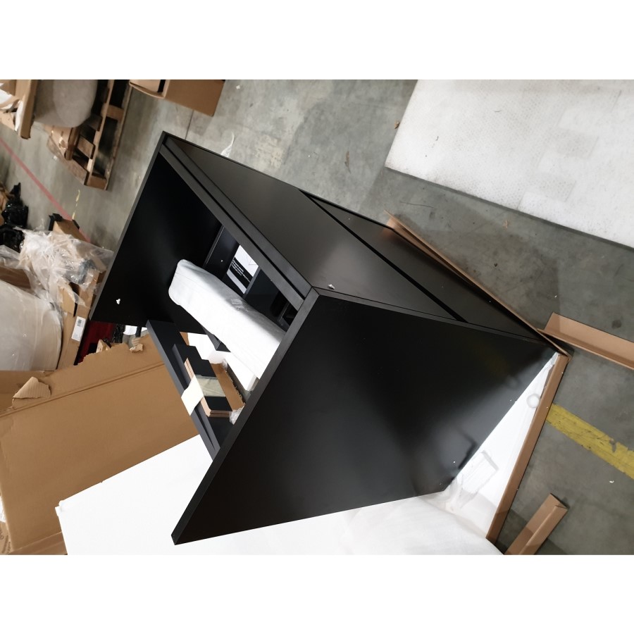 Grade A2 - 600mm Black Freestanding Vanity Unit with Matt Black Basin - Roxbi