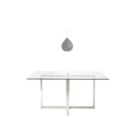 GRADE A1 - Alana Boutique 6 Seats Rectangle Glass Top Dining Table with Scarsdale Crystal Pear Drop Pendant Light in Chrome
