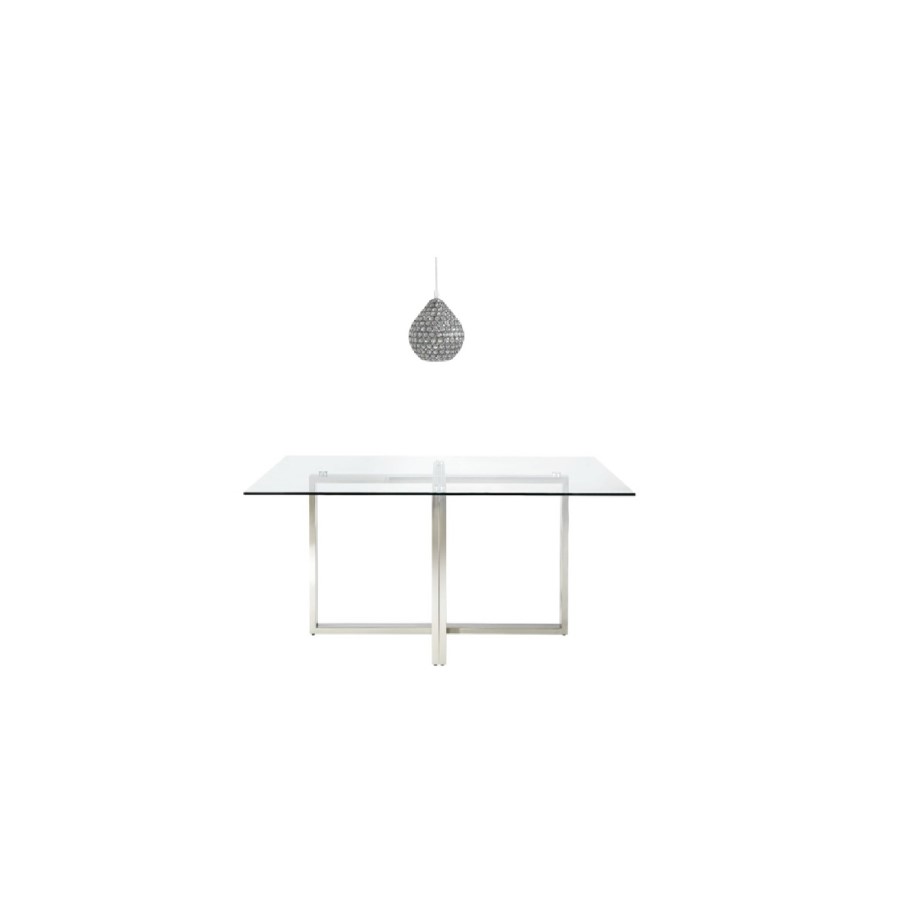 GRADE A1 - Alana Boutique 6 Seats Rectangle Glass Top Dining Table with Scarsdale Crystal Pear Drop Pendant Light in Chrome