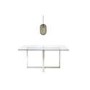 GRADE A1 - Alana Boutique Rectangle Glass Top Dining Table - Seats 6 with Grey Textured Smoked Glass Long Pendant Light - Lugo