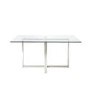 GRADE A1 - Alana Boutique Rectangle Glass Top Dining Table - Seats 6 with Grey Textured Smoked Glass Long Pendant Light - Lugo