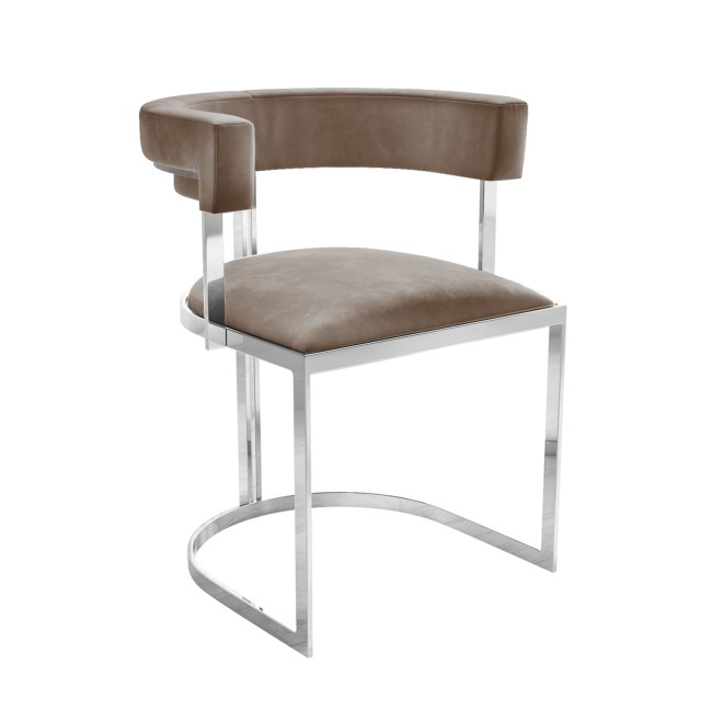 GRADE A2 - Beige Velvet Cantilever Dining Chair - Alana Boutique