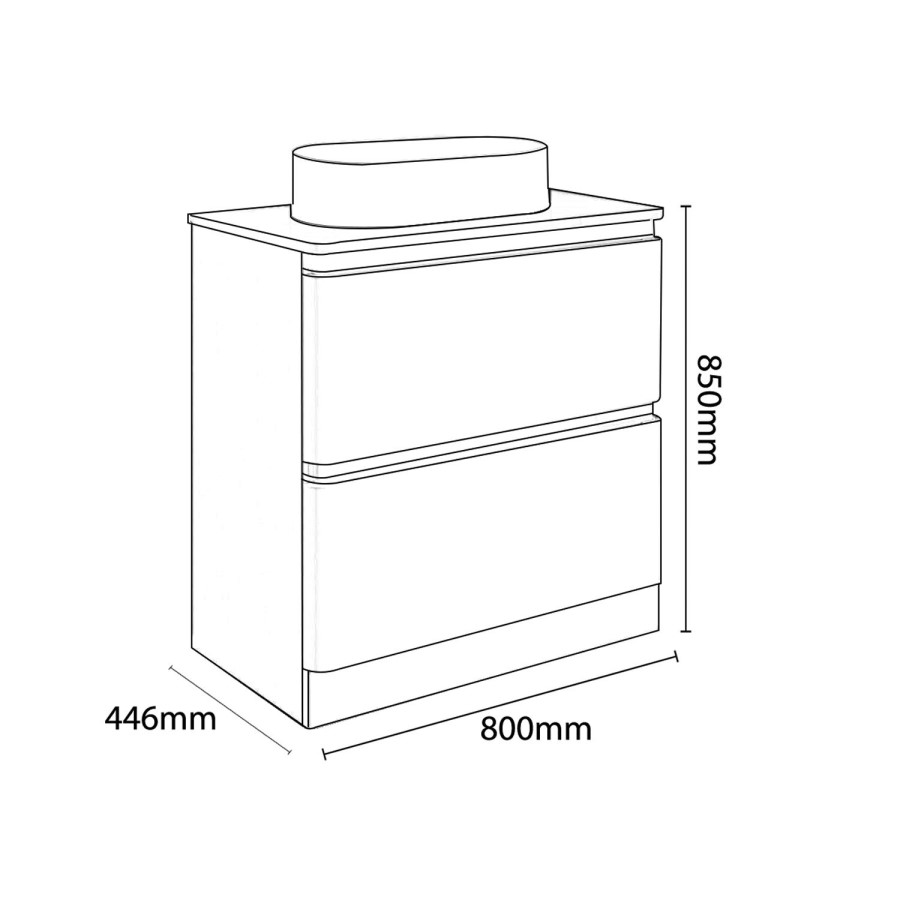 800mm Light Grey Freestanding Countertop Vanity Unit with Basin - Portland