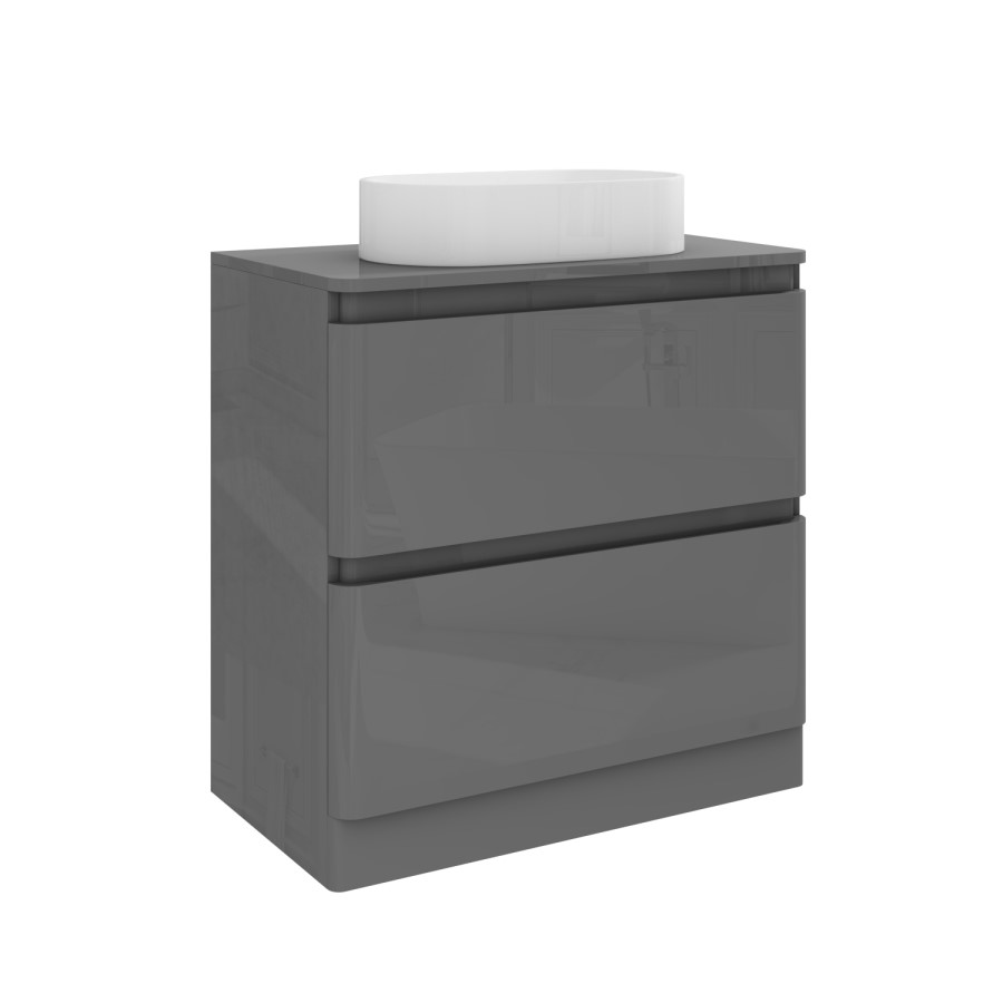 800mm Light Grey Freestanding Countertop Vanity Unit with Basin - Portland