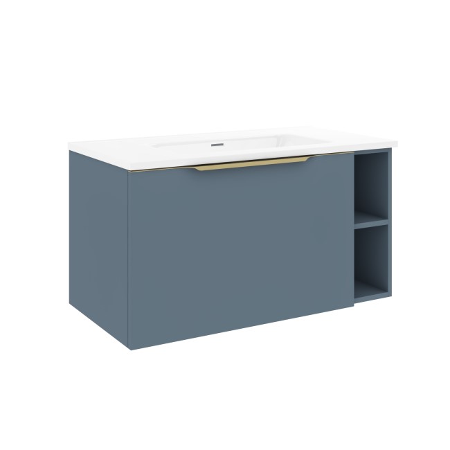 900mm Blue Wall Hung Vanity Unit with Basin - Sion