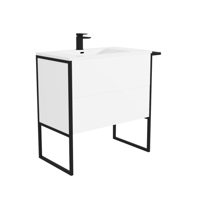 Grade A1 - 1000mm White Freestanding Vanity Unit with Basin - Nero