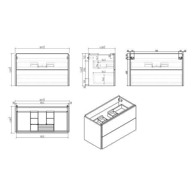 Grade A1 - 1000mm White Freestanding Vanity Unit with Basin - Nero