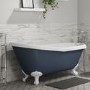 Grade A1 - Blue Freestanding Single Ended Roll Top Slipper Bath with White Feet 1615 x 690mm - Baxenden