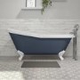 Grade A1 - Blue Freestanding Single Ended Roll Top Slipper Bath with White Feet 1615 x 690mm - Baxenden