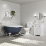 Grade A1 - Blue Freestanding Single Ended Roll Top Slipper Bath with White Feet 1615 x 690mm - Baxenden