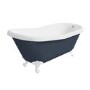 Grade A1 - Blue Freestanding Single Ended Roll Top Slipper Bath with White Feet 1615 x 690mm - Baxenden