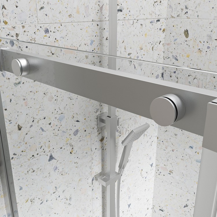 Chrome 8mm Glass Frameless Rectangular Sliding Shower Enclosure with Shower Tray 1000x800mm - Aquila