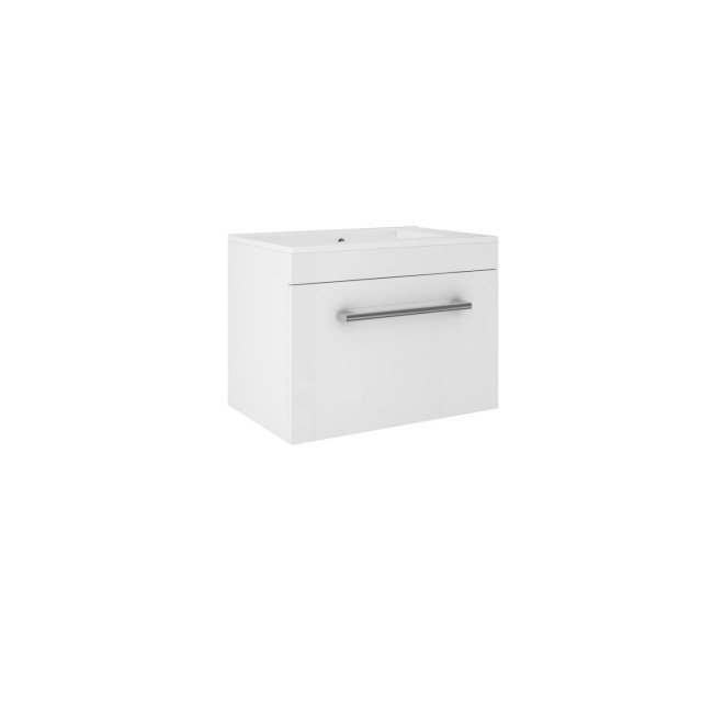 Grade A1 - 600mm White Wall Hung Vanity Unit with Basin - Ashford