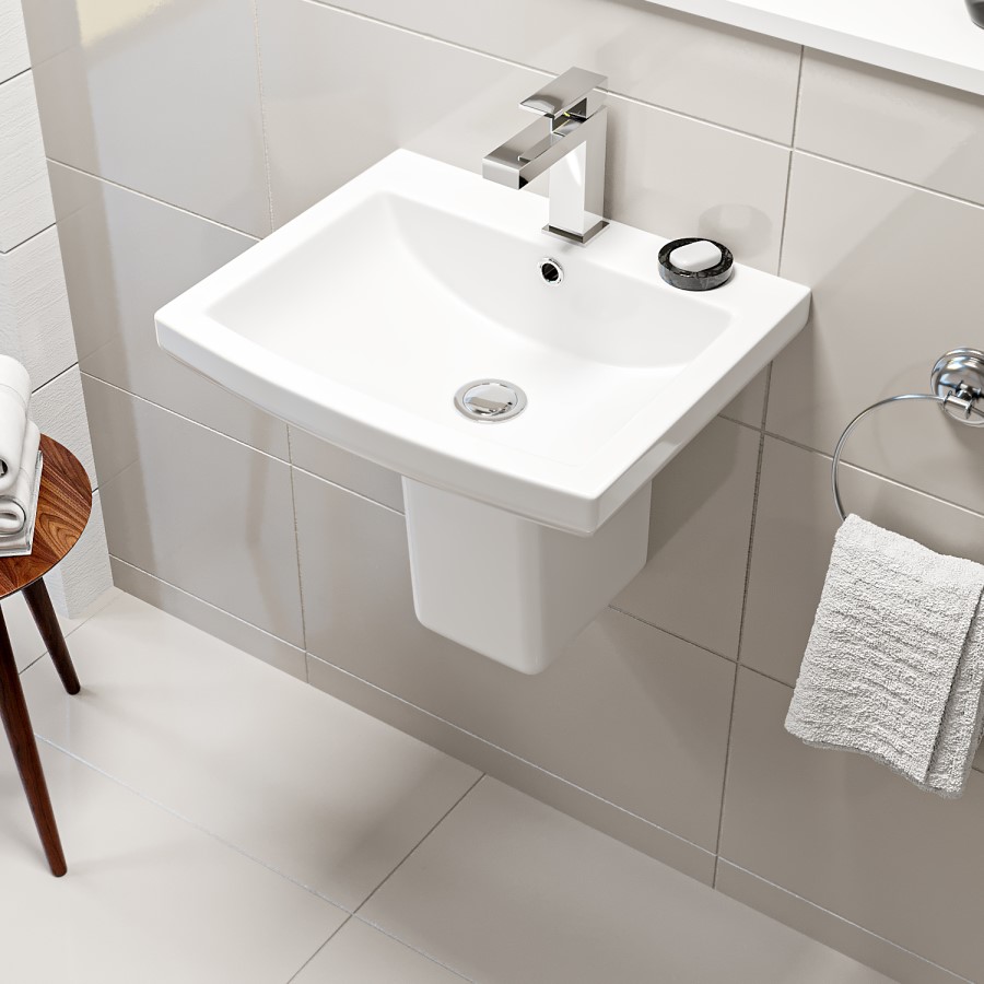 Grade A1 - Semi Pedestal and Basin 460mm - Tabor