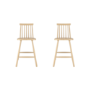 GRADE A1 - Set of 2 Light Oak Wooden Kitchen Stool with Spindle Back - 66cm - Cami