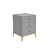 Grey Chevron 3 Drawer Bedside Table with Legs - Ezra