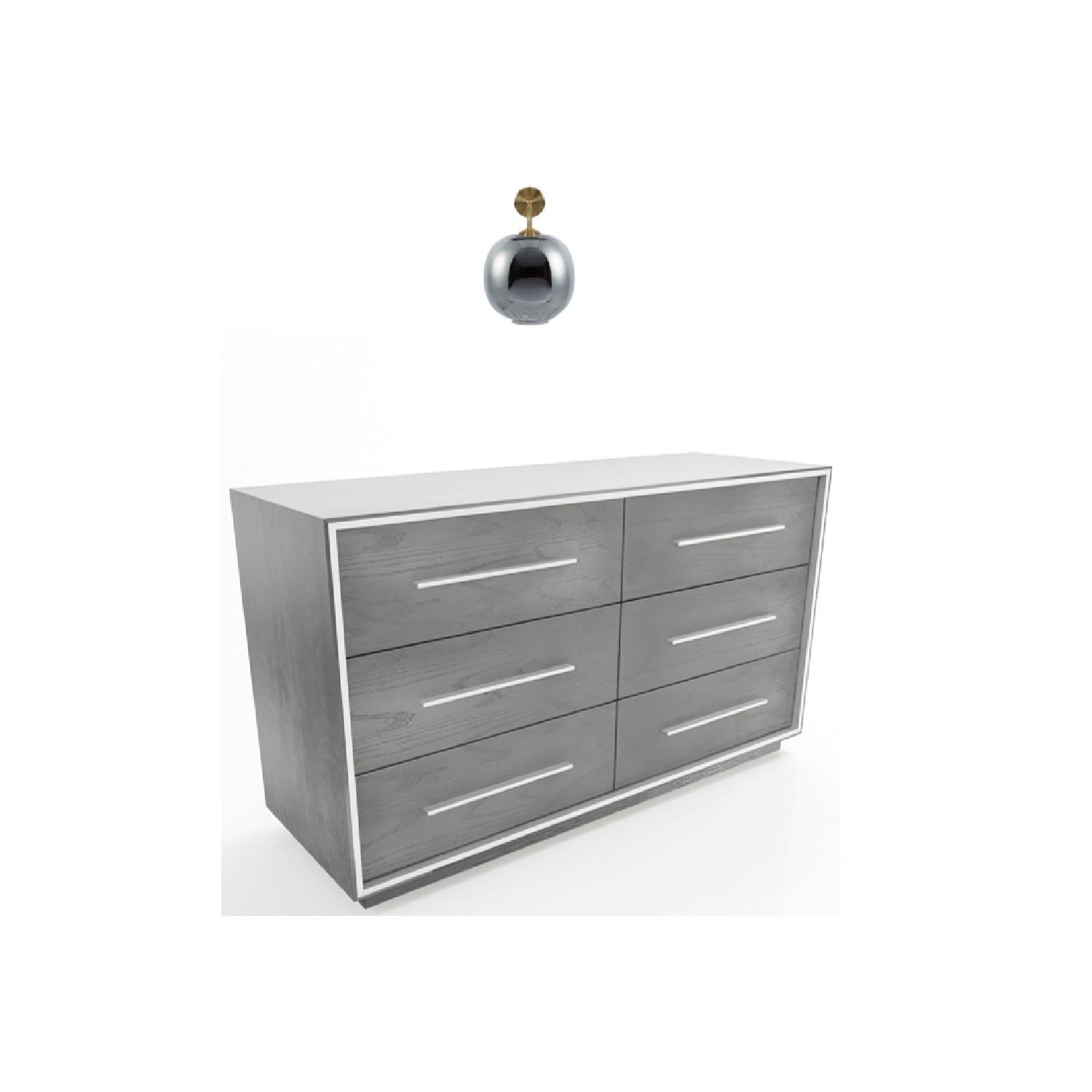 GRADE A1 - Franco Wide Grey Oak Rustic Chest of 6 Drawers with Avellino ...