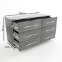 Wide Grey Oak Rustic Chest of 6 Drawers - Franco