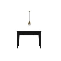 GRADE A1 - Georgia Black and Gold Wooden Dressing Table with 2 Drawers and Salerno Gold Smoked Glass Globe Pendant Light with Dimpled Effect