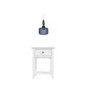 GRADE A1 - Harper White Solid Wood 1 Drawer Bedside Table with Biella Navy Ribbed Smoked Glass Pendant Ceiling Light