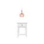 GRADE A1 - Harper White Solid Wood 1 Drawer Bedside Table with Biella Pink Ribbed Smoked Glass Pendant Ceiling Light