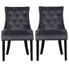 GRADE A2 - Kaylee Luxury Pair of Velvet Dining Chairs Charcoal Grey with Black Legs