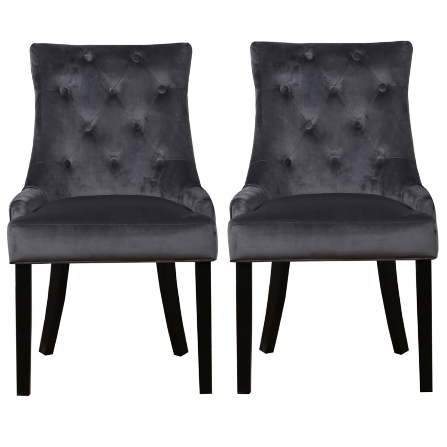 Grade A1 - Set of 4 Grey Velvet Dining Chairs - Kaylee
