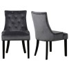 GRADE A1 - Kaylee Luxury Pair of Velvet Dining Chairs Charcoal Grey with Black Legs