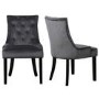 GRADE A2 - Kaylee Luxury Pair of Velvet Dining Chairs Charcoal Grey with Black Legs