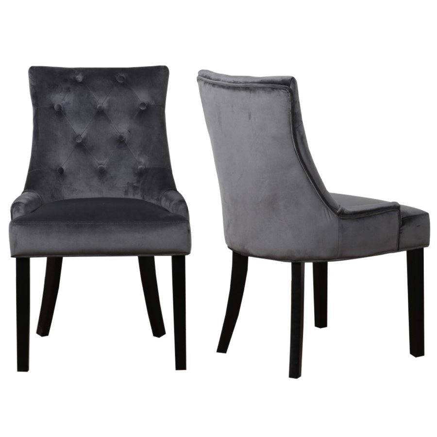 Grade A1 - Set of 4 Grey Velvet Dining Chairs - Kaylee