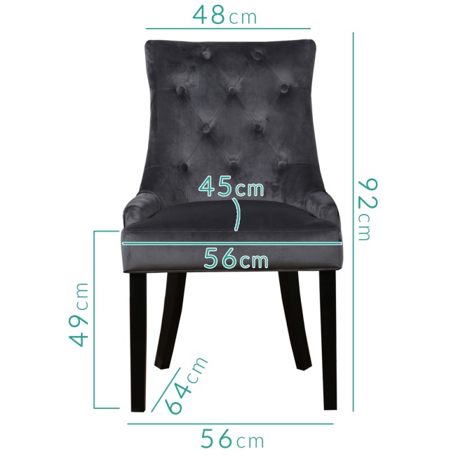 GRADE A1 - Kaylee Grey Velvet Dining Chairs with Black Legs - Set of 2