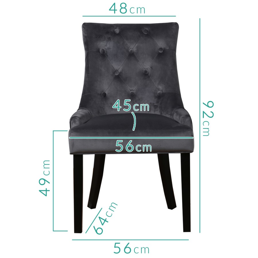 Grade A1 - Set of 4 Grey Velvet Dining Chairs - Kaylee