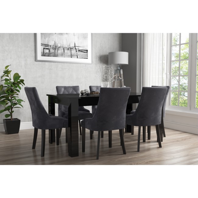 GRADE A1 - Kaylee Grey Velvet Dining Chairs with Black Legs - Set of 2