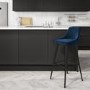 GRADE A2 - Navy Blue Velvet Upholstered Bar Stool - Macie