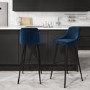 GRADE A2 - Navy Blue Velvet Upholstered Bar Stool - Macie