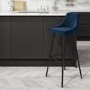 GRADE A2 - Navy Blue Velvet Upholstered Bar Stool - Macie