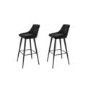 GRADE A1 - Two Charcoal Grey Velvet Bar Stool with Black Legs - Macie Bundle