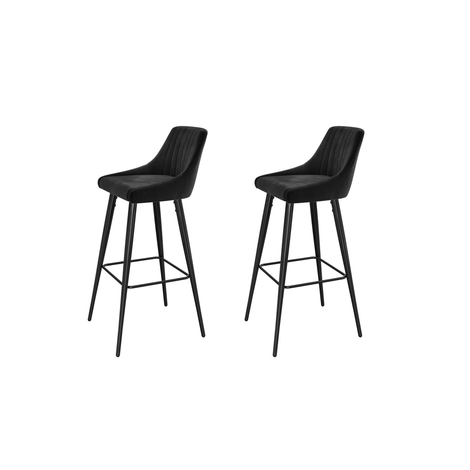 GRADE A1 Two Charcoal Grey Velvet Bar Stool with Black Legs Macie