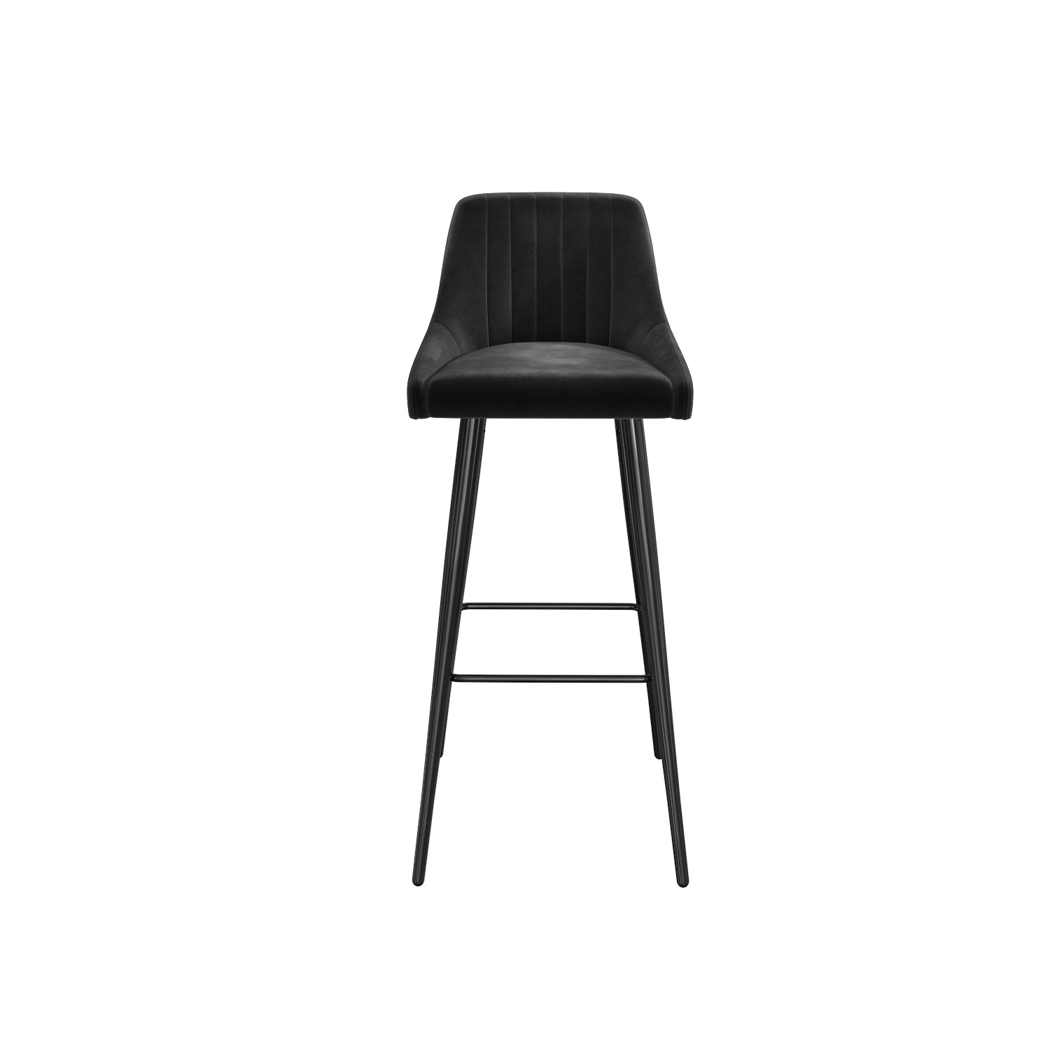 GRADE A2 Charcoal Grey Velvet Bar Stool with Black Legs Macie Furniture123
