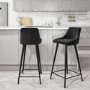 GRADE A1 - Two Charcoal Velvet Kitchen Stools - 66cm - Macie Bundle