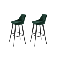 GRADE A1 - Two Dark Green Ribbed Velvet Bar Stool - Macie Bundle