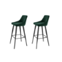 GRADE A1 - Two Dark Green Ribbed Velvet Bar Stool - Macie Bundle